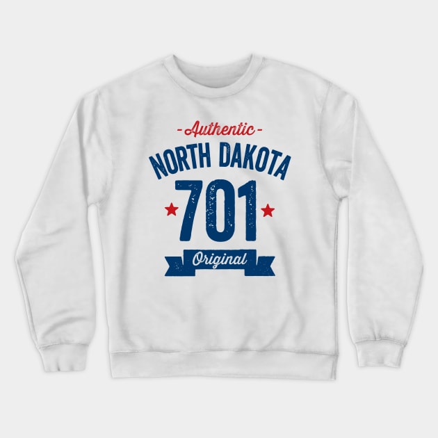 Authentic North Dakota 701 Area Code Crewneck Sweatshirt by DetourShirts